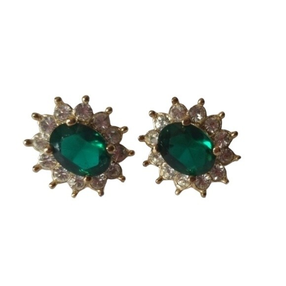Green stud earrings - Picture 2 of 7